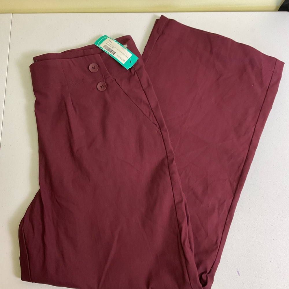 Tribal Women's Pull-on Wide Leg Pants in Burgundy
